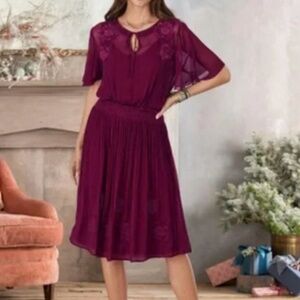 Sundance Arolyn Dress - Maroon Lacey Midi Small NWOT